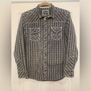 BKE Men’s Brown & Black Long Sleeve XL Button Up Shirt. 3007